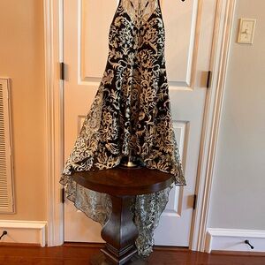 Elegant Black and gold High-Low Dress